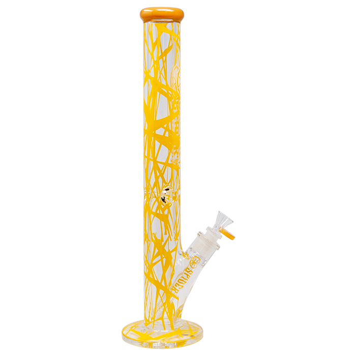 Cylindrical Spider Web Yellow 18 Inches Bong
