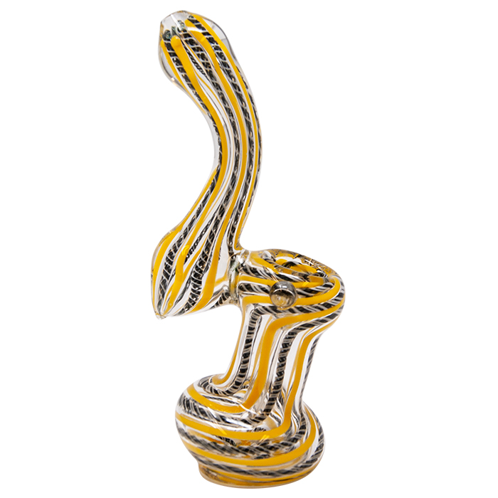 Honey Bee Color Striped Glass Bubbler 7 Inches