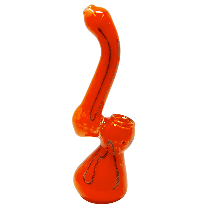 Orange Glass Bubbler with Rope Design 7 Inches