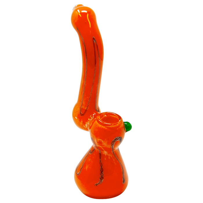 Orange and Rope Design Glass Bubbler with 7 Inches