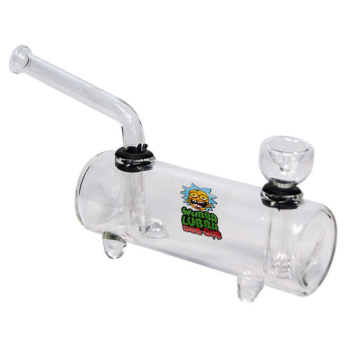 Clear Glass Water Pipe with Rick N Morty Wubba Lubba Dub-Dub