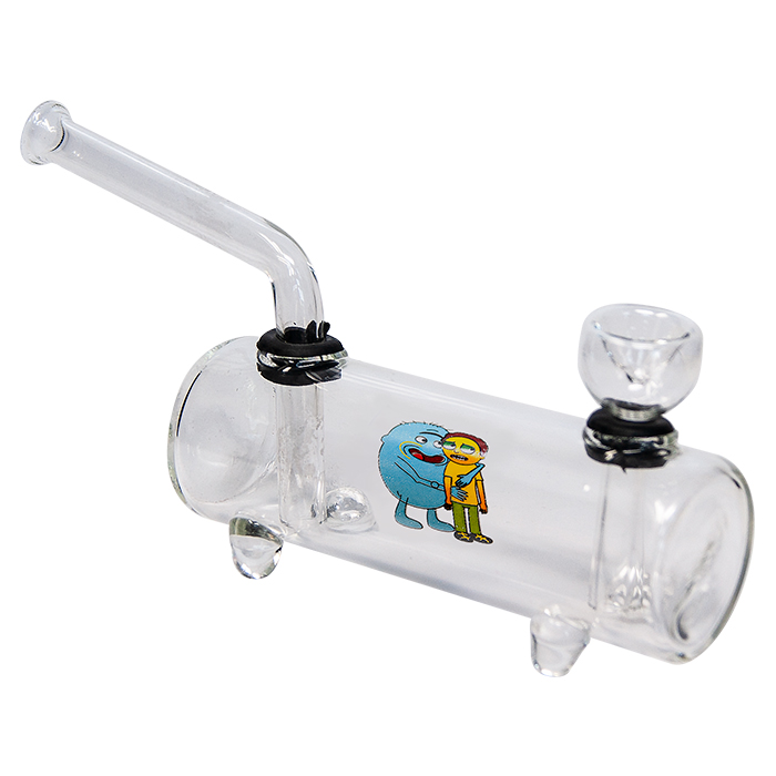 Clear Glass Rick N Morty Light Blue Hugs Water Pipe