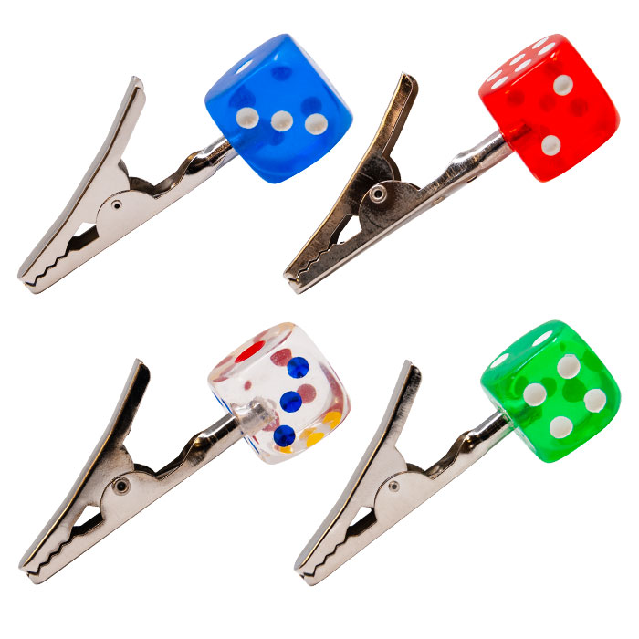 COLORED DICE ROACH CLIPS