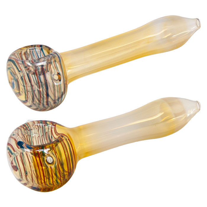 Yellow Swirly Design Glass Pipe