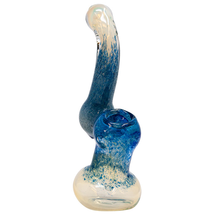 White and Blue Glass Bubbler