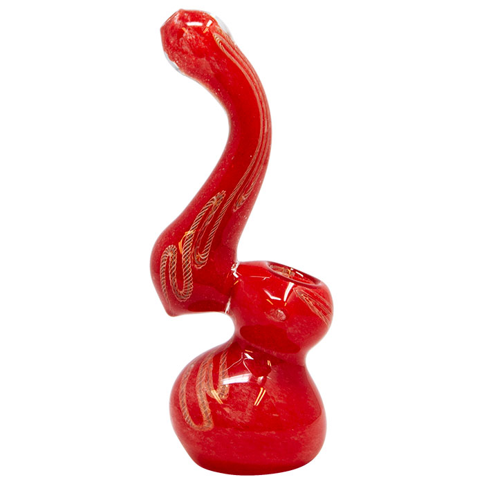 Red Swirl Design Glass Bubbler