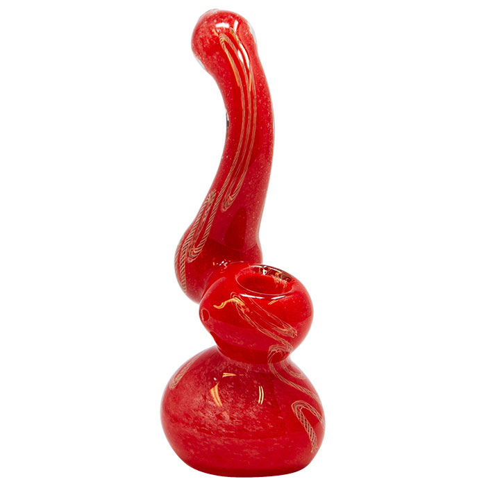 Swirl Design Red Glass Bubbler