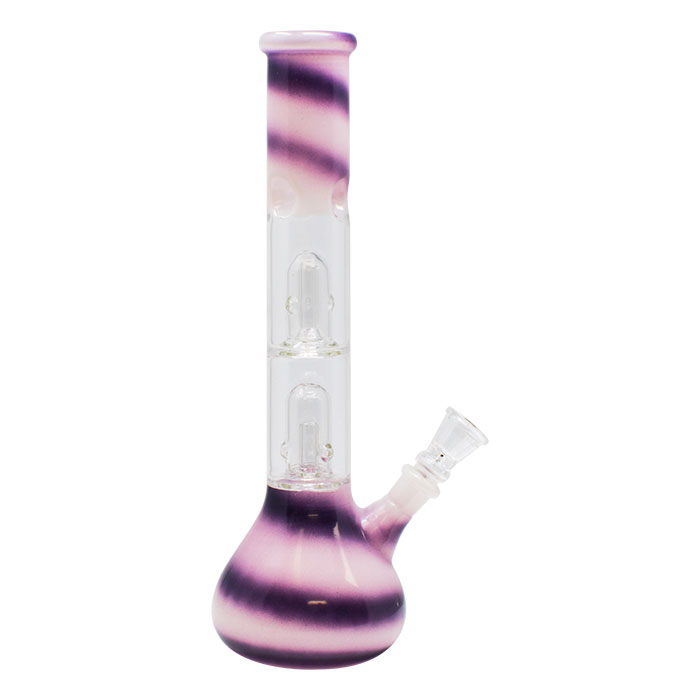 Purple Tie And Die Glass Bong With Ice Catcher 12 Inches