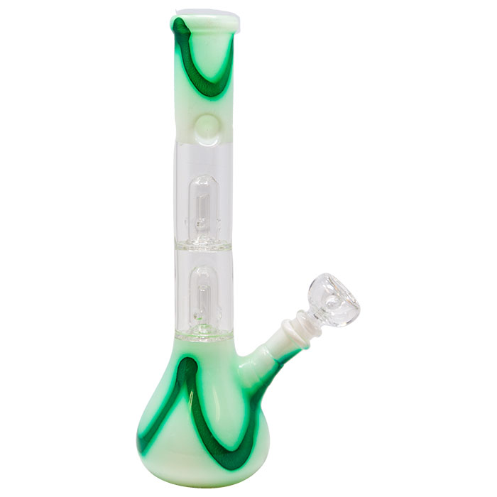 Tie And Die Green Glass Bong With Ice Catcher 12 Inches