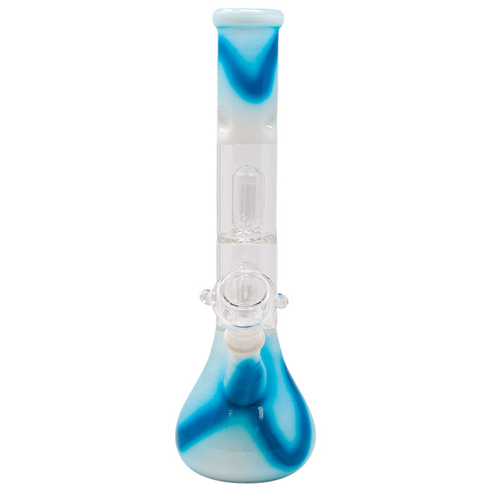 Sky Blue Tie And Die Glass Bong With Ice Catcher 12 Inches