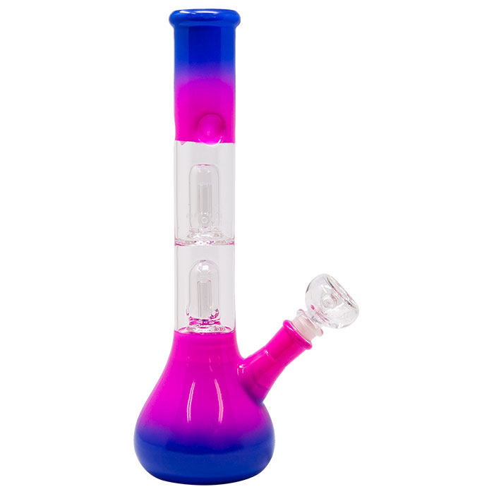 Twin Colored Glass Bong 12 Inches