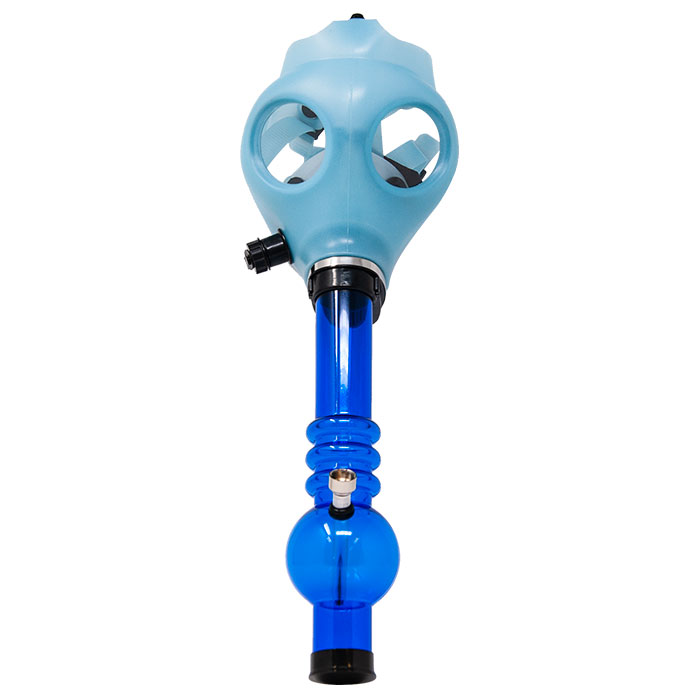Blue Glow in the Dark Gas Mask Bong
