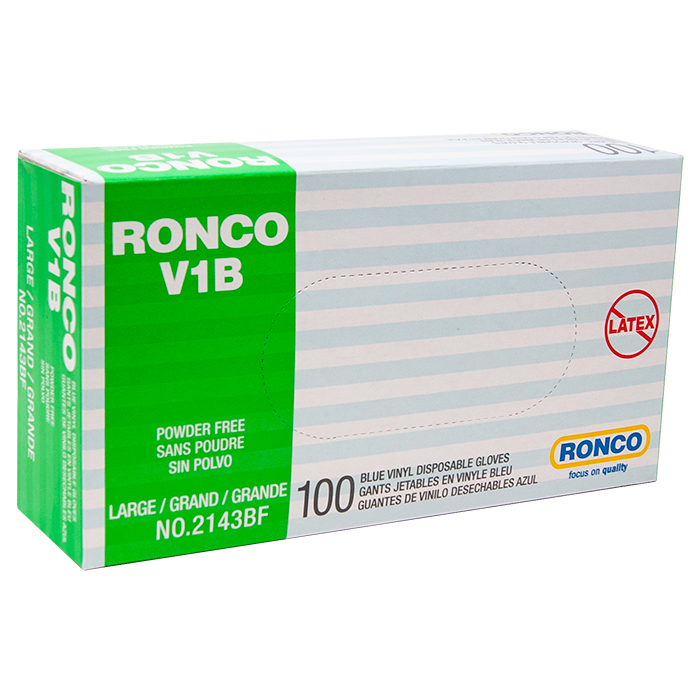 Roncho V1B Blue Vinyl Disposable Gloves