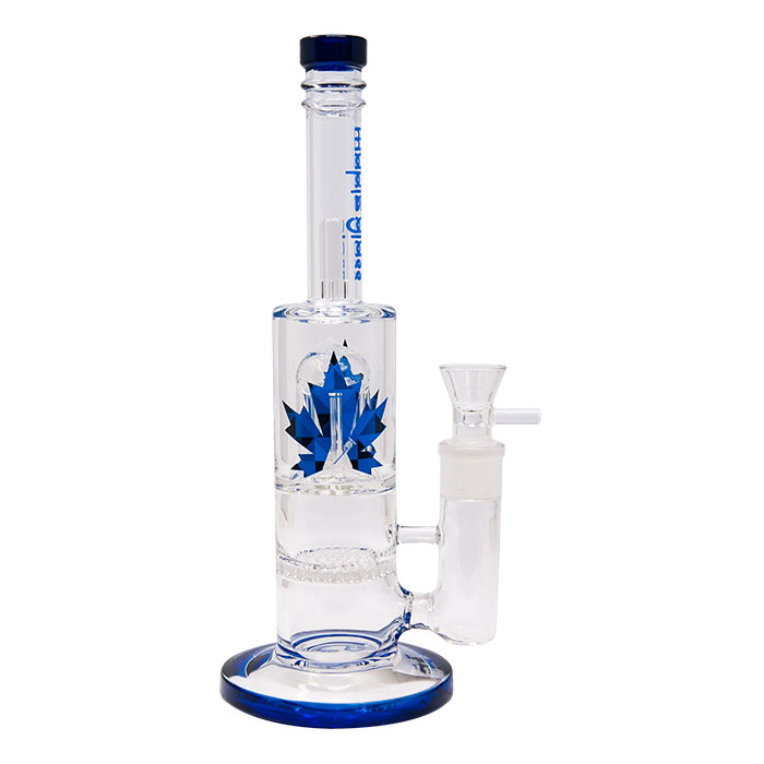 Blue Honey Comb With Tree Percolator And Splash Guard Maple Glass Bong