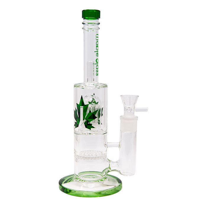Green Honey Comb With Tree Percolator And Splash Guard Maple Glass Bong