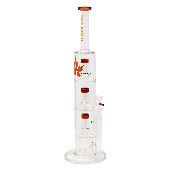 Amber Maple Glass Bong With Triple Tire Perc 18 Inches