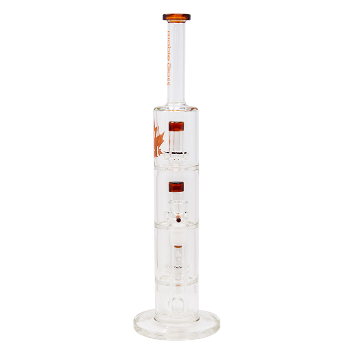Amber Maple Glass Bong With Triple Tire Perc 18 Inches
