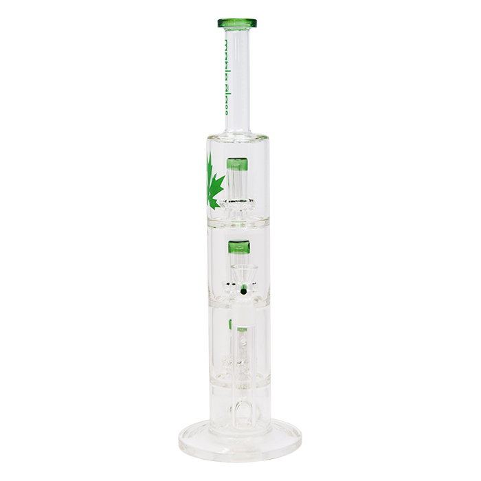 Green Maple Glass Bong With Triple Tire Perc 18 Inches