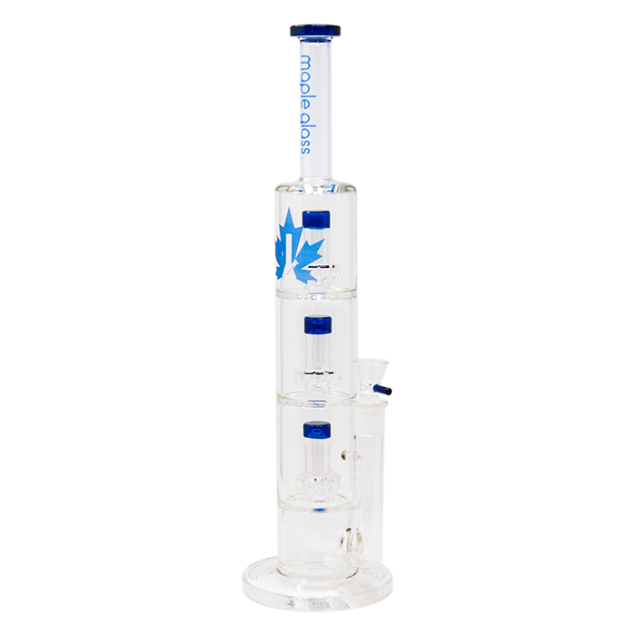 Blue Maple Glass Bong With Triple Tire Perc 18 Inches