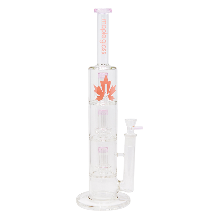 Pink Maple Glass Bong With Triple Tire Perc 18 Inches