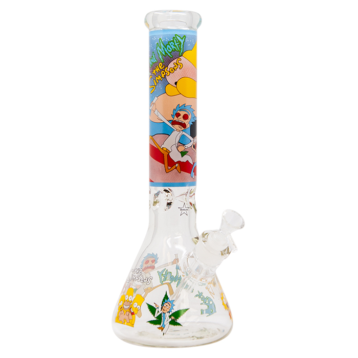 Rick N Morty And The Simpsons 14 Inches Glass Bong