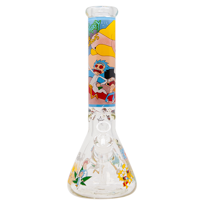 Rick N Morty And The Simpsons 14 Inches Glass Bong