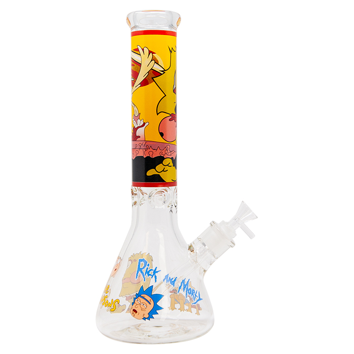 Rick N Morty And The Simpsons 14 Inches Glass Bongs