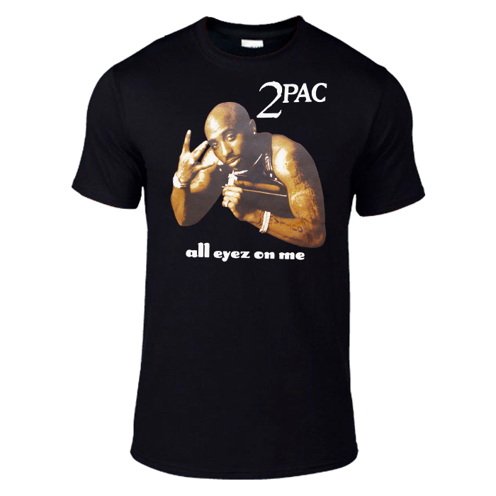 2 Pac All Eyez On Me Black Cotton T-Shirt