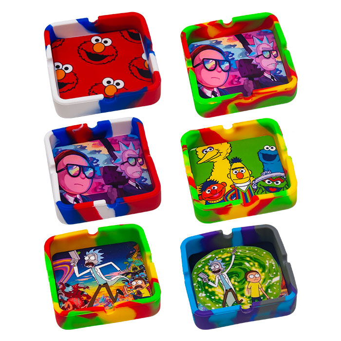 Square Shaped Funny Pictures Silicone Ashtray
