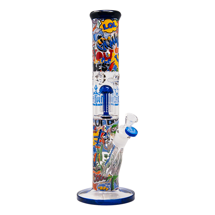 Blue Comic Funk Crown Glass Tree Perc 14 Inches Bong from the Funk Collection