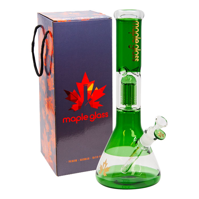 Green Maple Glass Tree Percolator Bong 14 Inches