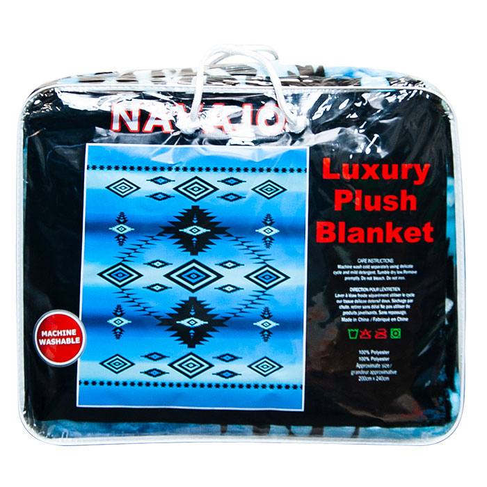 Novajo Blue Queen Plush Blanket