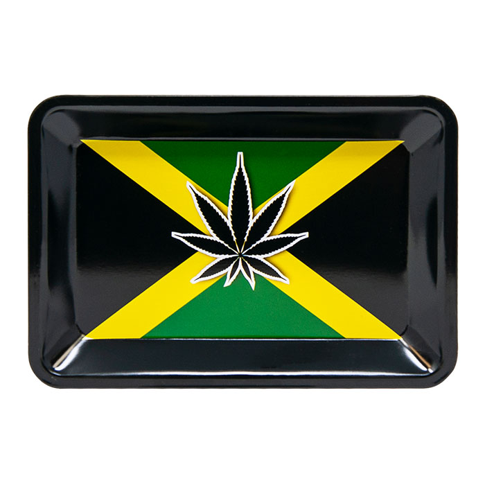 Jamaican Flag Weed Leaf Small Rolling Tray