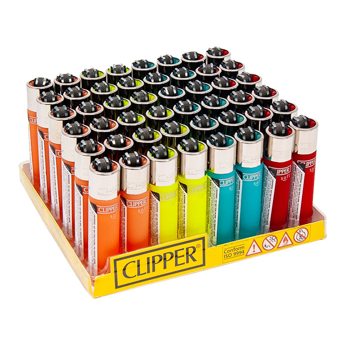 Clipper Translucent Lighters Display Of 48 Pcs