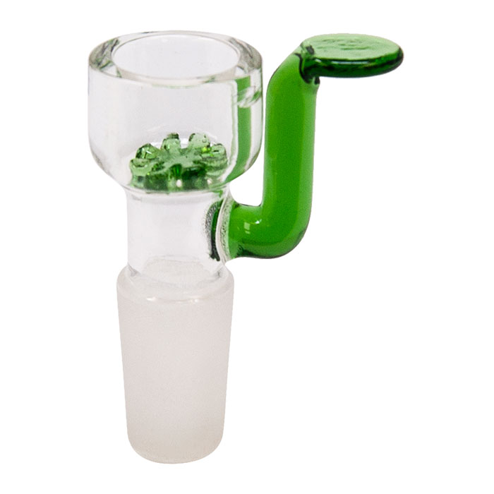 Green Glass Bowl With Angled Handle 14MM