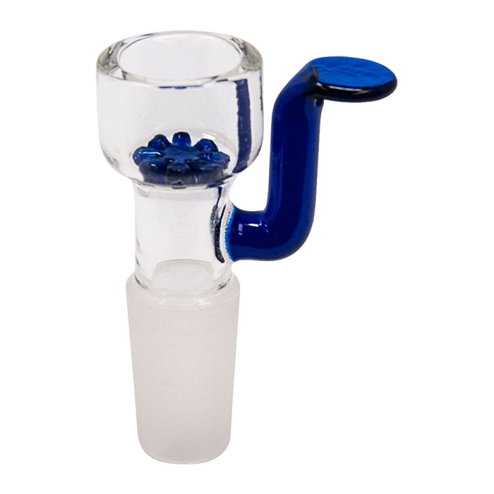 Blue In built Screen Glass Bowl With Angled Handle 14MM