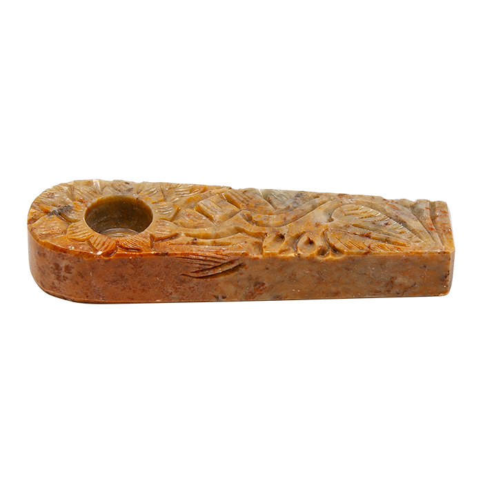 Flat Craved Stone Pipe 3 Inches