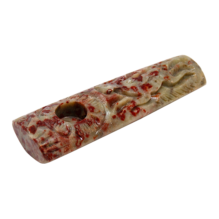 Flat Craved Soap Stone Pipe 3 Inches