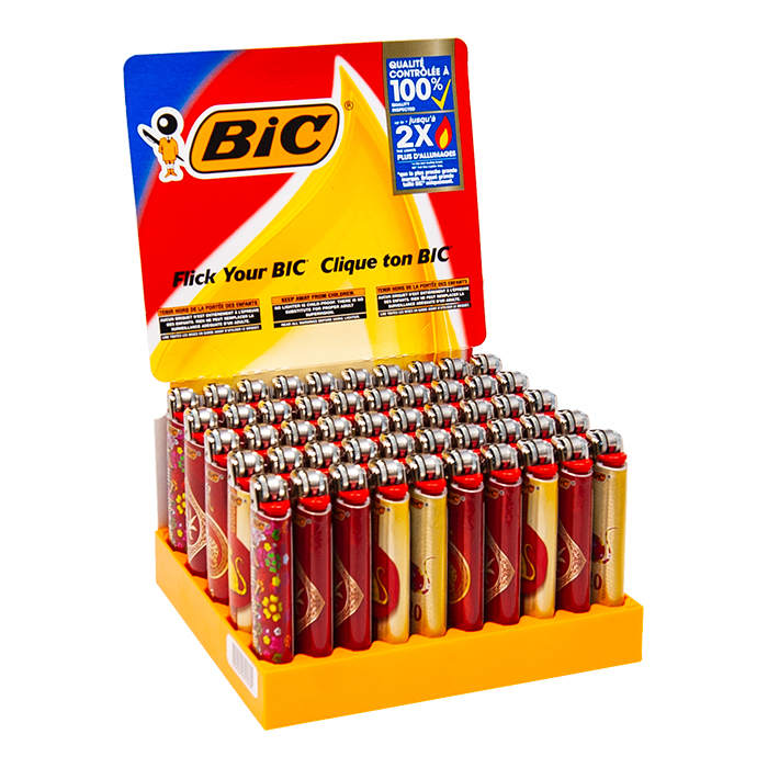 Bic Large Chinese Lighters Display Of 50 Pcs