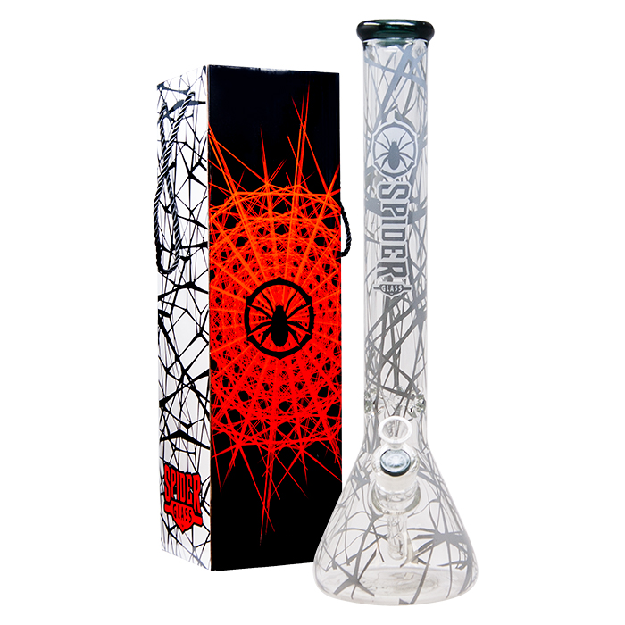Spider Glass Web Design Grey Bong 18 Inches