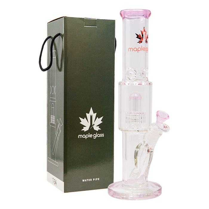 Pink Maple Glass Tire Perc Bong 14 Inches
