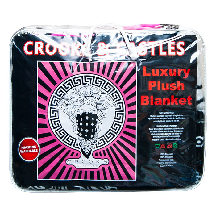 Crooks And Castles Pink Queen Plush Blanket