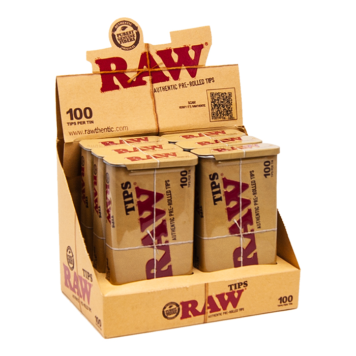 RAW Natural Unrefined 100 Tip Pre-rolled Tin