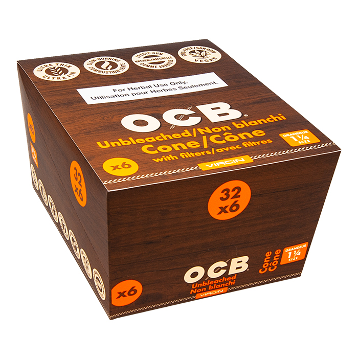 OCB Unbleached Ultra Fine Cones 1.25 Display of 32