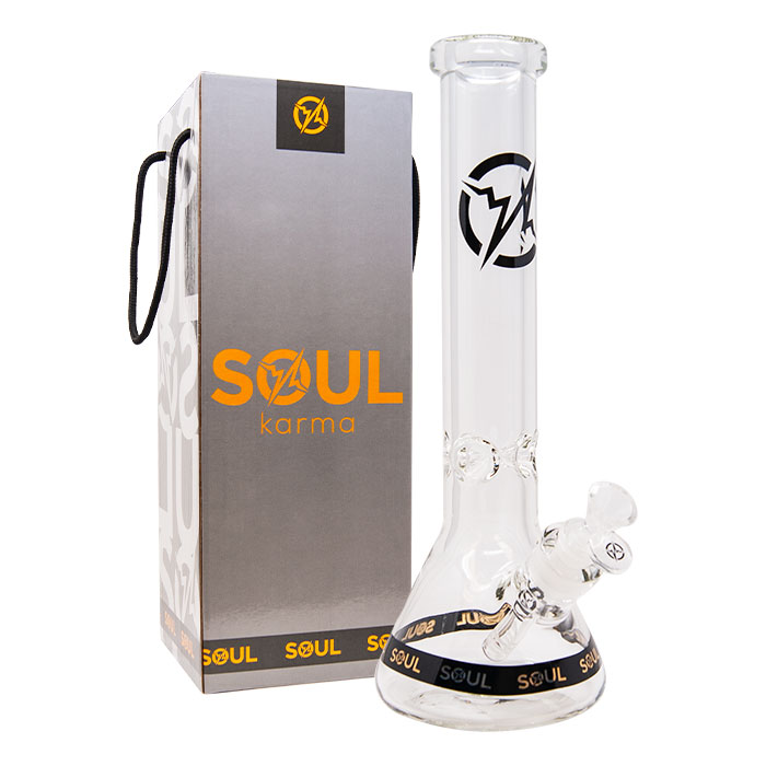 Soul Glass 9mm Thick Clear Glass Beaker Bong 14 Inches