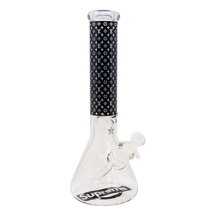 LV 9mm Thick Light Blue Color Glass Beaker Bong 14 Inches