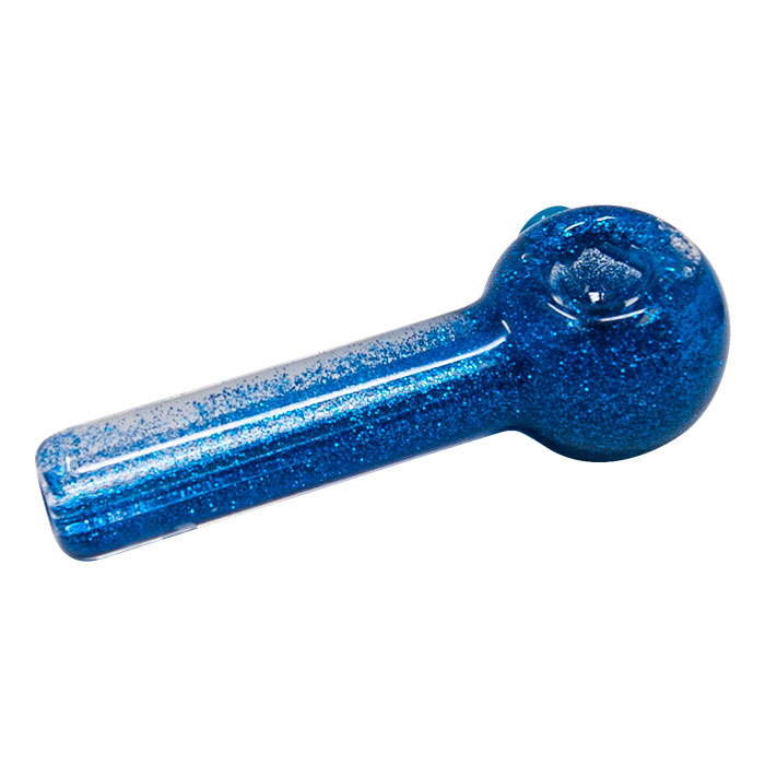 Blue Glitter Freezable Glass Pipes 5 Inches