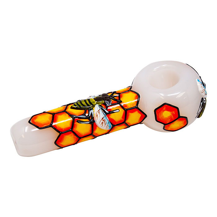 Honeybees Design Glass Spoon Pipe 5 Inches