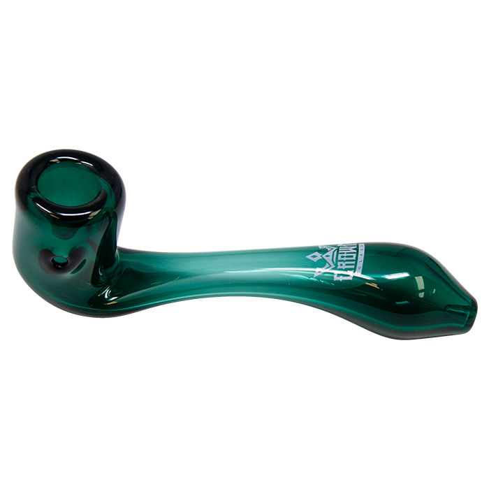 Teal Green Crown Glass Sherlock Pipe 6 Inches