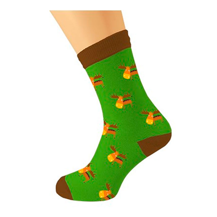 Unisex Green Moose Nutty Socks